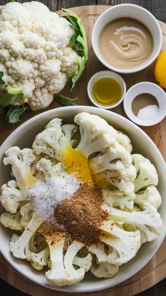 mixing the Ingredients for making Cauliflower Hummus