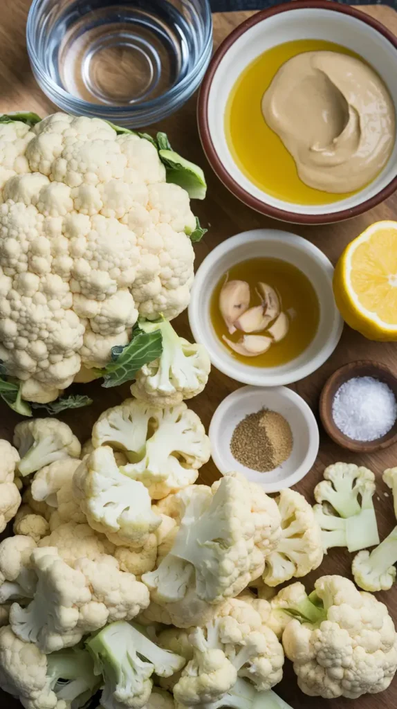 Cauliflower Hummus making Ingredients
