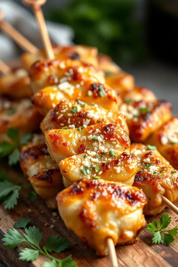 Air Fryer Garlic Parmesan Chicken Skewers in 15 Minutes