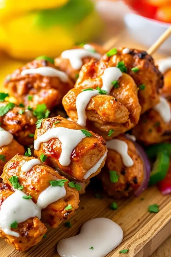 Quick, Crispy, and Irresistibly Delicious Bang Bang Chicken Skewers using Air Fryer