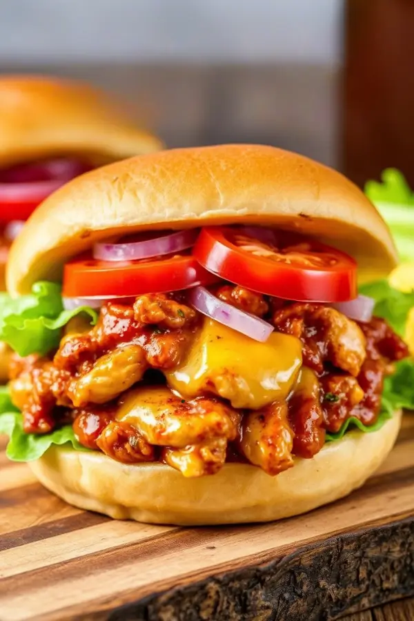 Spicy Cajun Chicken Sloppy Joes in Crock Pot