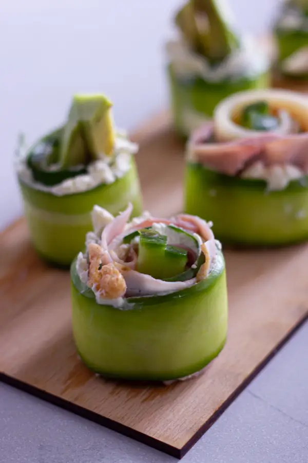 Chatelaine Smoked Salmon Roll on Cucumber