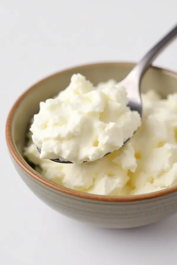Instant Pot Cottage Cheese in a Ceramic Bowl